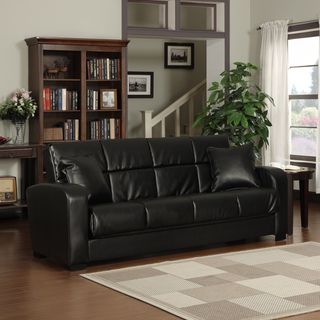 Portfolio Turco Convert a Couch® Black Renu Leather Futon Sofa