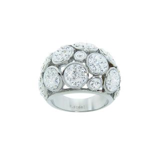 Eternally Haute Stainless Steel White Crystal Circle Cocktail Ring
