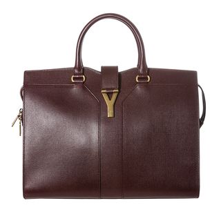 Yves Saint Laurent Cabas ChYc Burgundy Textured Leather Tote Bag