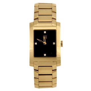 ESQ Mens Goldtone Venture Black Dial Diamond Watch