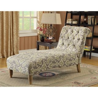 Tufted Paisley iKat Fabric Chaise Lounge
