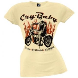 Cry Baby   Motorcycle Flames Juniors T Shirt: Clothing