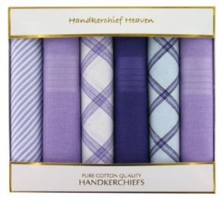 Six Assorted Purple/White Handkerchiefs (HH78)   Plain