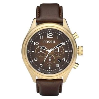 Fossil Mens Vintaged Bronze Chronograph Brown Dial Watch