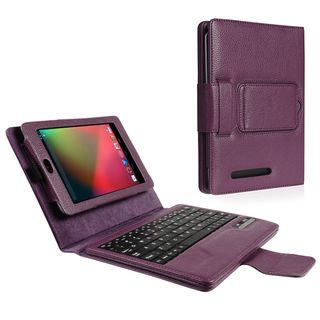 BasAcc Purple Leather Case with Bluetooth Keyboard for Google Nexus 7