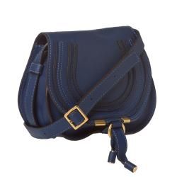 Chloe Marcie Mini Navy Leather Saddle Bag