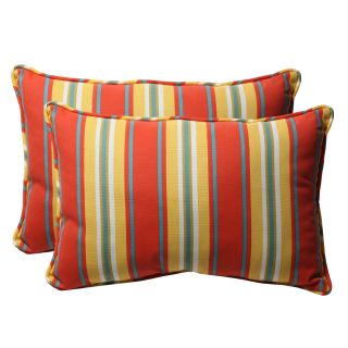 Decorative Orange and Yellow Stripe Rectangle Outdoor Toss Pillows