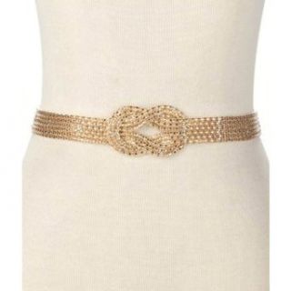 Gold Metal 6 Row Chain Braided Knot Elastic Cinch Belt