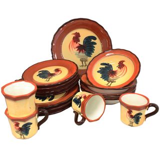 Rooster Charm 16 Piece Dinner Set