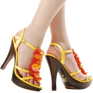 Rose01 2Toned Ruffle Platform High Heel YELLOW Shoes