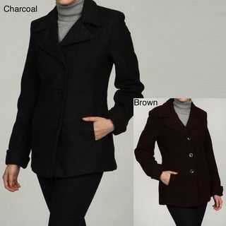 Trendz Womens Wool blend Notched Collar Coat
