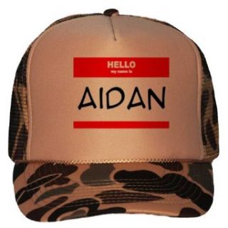 HELLO my name is AIDAN Adult Brown Camo Mesh Back Hat