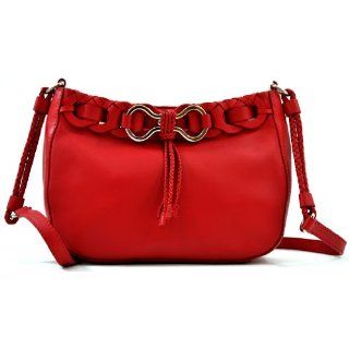 Cole Haan Mckenzie Unit Zip Top Leather Crossbody Bag Purse Tango Red