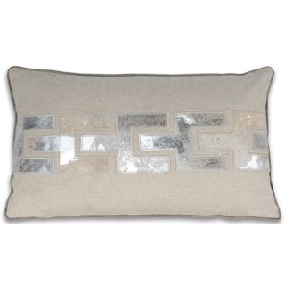 Marlo Lorenz Silver/ Grey Leather 12x20 inch Pillow
