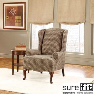 Sure Fit Brown Stretch Baxter Wing Chair Slipcover