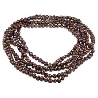 DaVonna Chocolate Flat FW Pearl 100 inch Endless Necklace (7 8 mm