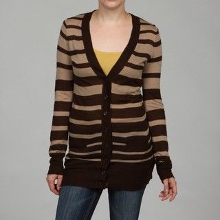 Harve Benard Womens Striped 2 pocket Cardigan Sweater