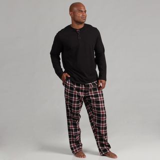 Majestic Mens Henley and Flannel Pant Set
