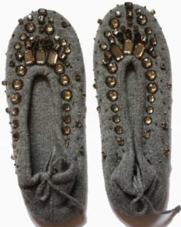Pure Cashmere Slip On Shoes / Slippers with Beadwork