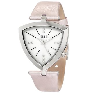 Elle Womens Metallic Pink Leather Watch