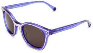 Chelsea Oval Sunglasses,Blue & Silver Frame/Grey Lens,One Size Shoes