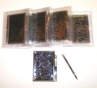 5 New Black Metal Memo Book Pad Notepad Case w/ Pen