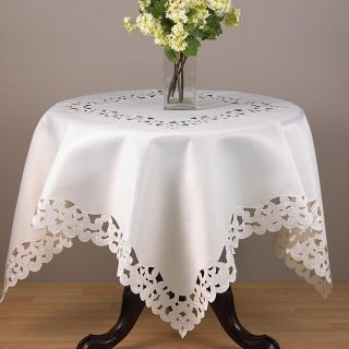 Embroidered and Cutwork 40 inch Square Tablecloth