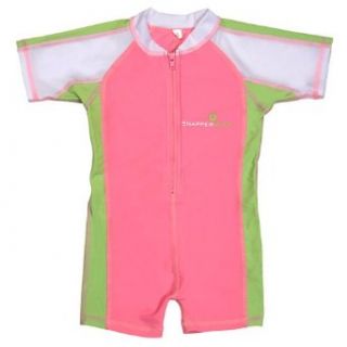 UV50 Short Sleeve Zippered Sun Suit   Size 1   Pink/Green