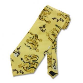 Mens Handmade Tie Dragon Gold Silk Necktie Clothing
