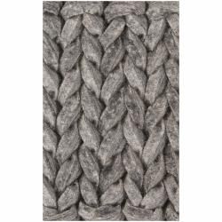 Hand woven Braided Mandara Grey Wool Rug (79 x 106)