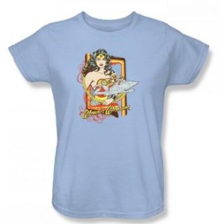 Dc Comics   Invisible Jet Womens T Shirt In Light Blue