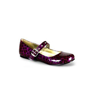 Purple Glitter Cheetah Print Maryjane Flat Shoe   9 Shoes