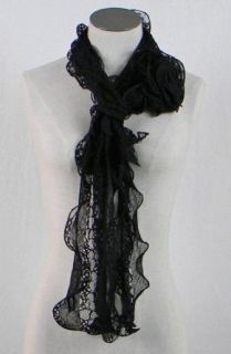 Vintage Rose Scarf (Black) Clothing