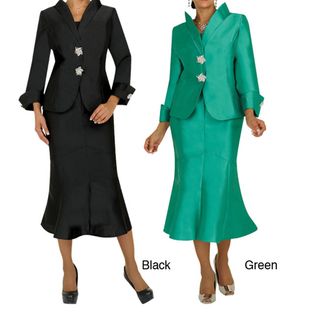 Divine Apparel Womens Modest Sprial Stone Detail Skirt Suit