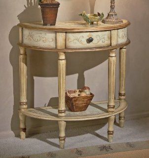 Tuscan Cream Hand Painted Demilune Console Table: Sports