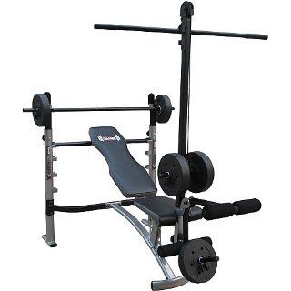 Body Champ Mid Width Weight Bench with Lat Tower & Arm