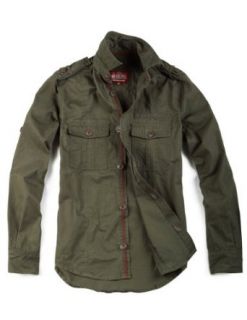 Match Mens Army Green Military Combat Washed Cargo Shirts
