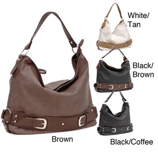 Dasein Buckle Accented Faux Leather Hobo Bag