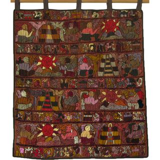 Multicolored Hand Embroidered Mayan Tapestry (Guatemala)