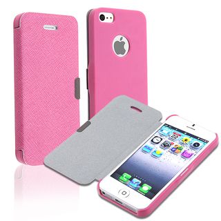 BasAcc Hot Pink Fabric Leather Case for Apple iPhone 5