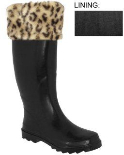 Cuff Ladies Tall Sporty Body Rubber Rain Boot Natural Combo 9: Shoes
