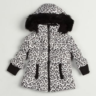 KC Collections Girls Black/White Leopard Jacket