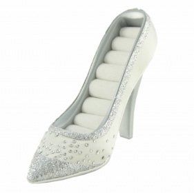 Bridal Shoe Ring Holder White & Silver 6 Clothing
