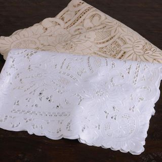 Embroidered Cutwork White Tablecloth 54 inch Square