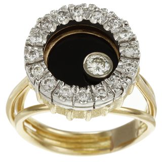 18k Gold Onyx and 3/4ct TDW Floating Diamond Estate Ring (I J, SI1 SI2