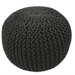 Handmade Casual Living Cables Black Pouf