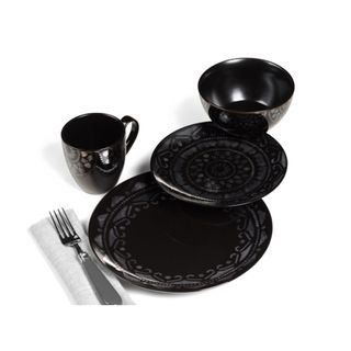 Tabletop Gallery Fortuna Black 16 piece Dinnerware Set
