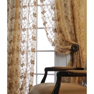 Angelica 120 inch Embroidered Poly Organza Sheer Panel