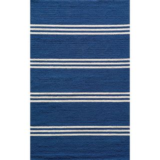Indoor/ Outdoor South Beach Blue Stripes Rug (2 x 3)