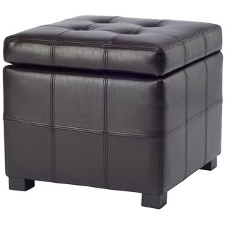 Maiden Square Tufted Brown Leather Ottoman